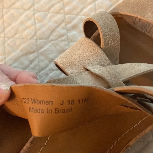 Trask espadrille sandals, size 11. Leather suede. Tan or light brown color. - Picture 3 of 9